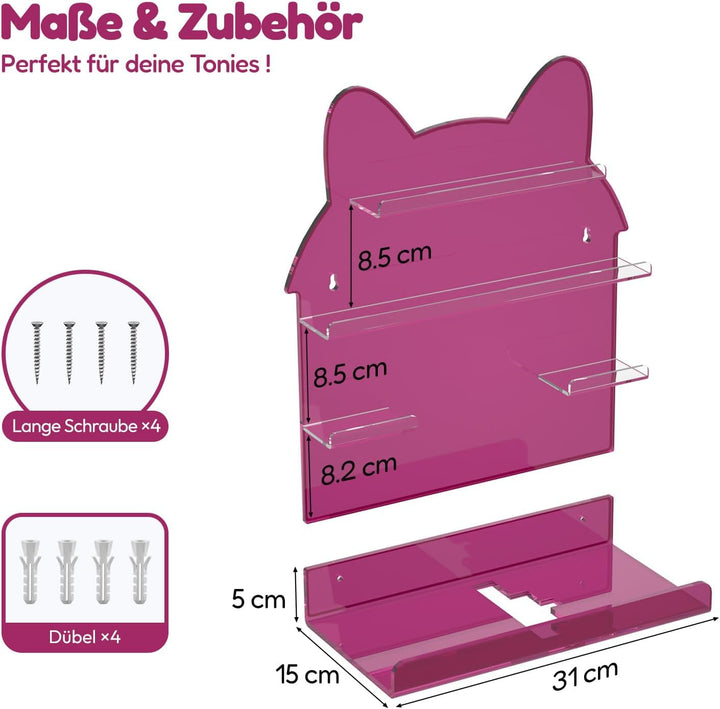 AITEE Tonie Regal aus Acryl: bis zu 24 Tonie Figuren - kompatibel mit Toniebox 1 & 2 für Mädchen & J