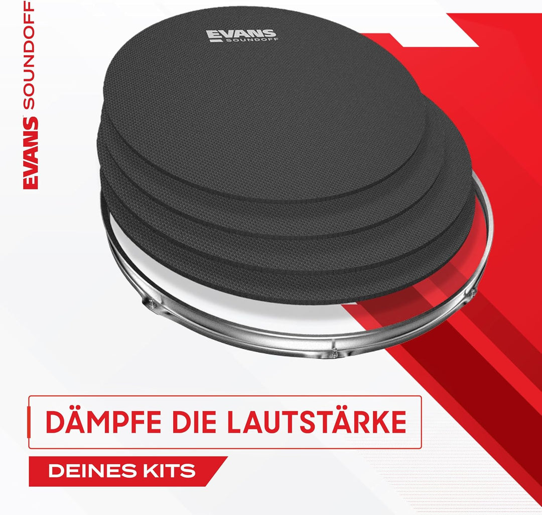 Evans Soundoff Drum Mute Pads – Komplettes Schlagzeug-Pad-Set – Schlagzeug-Dämpfer-Set – 3 Becken, 4