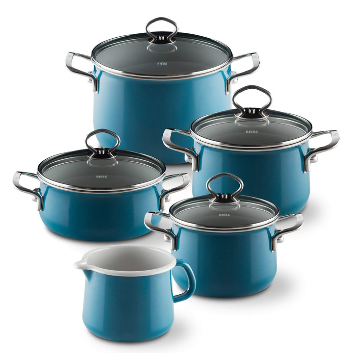 Riess, 0546-010, Spar-Set 5-teilig, NOUVELLE - AQUAMARIN EXTRA STARK, bestehend aus: Fleischtopf mit