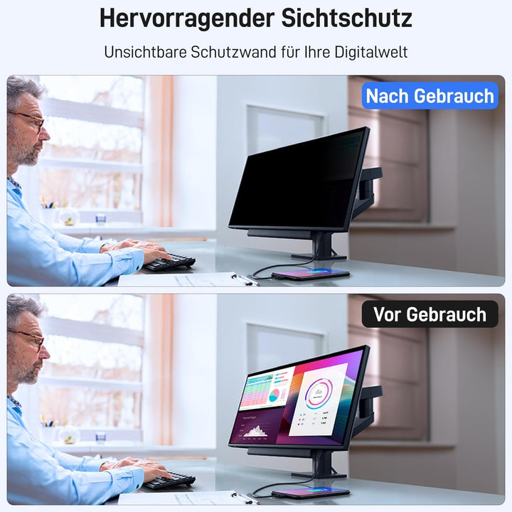 Pozlle 23,8-Zoll-Computer-Sichtschutzschild für 16:9-Breitbild-Desktop-Monitor - Blendfreier Blaulic