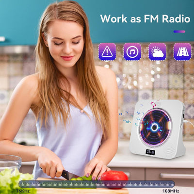 Qoosea Desktop CD Player Bluetooth CD-Spieler mit Lautsprechern für Zuhause Tragbarer CD-Player mit