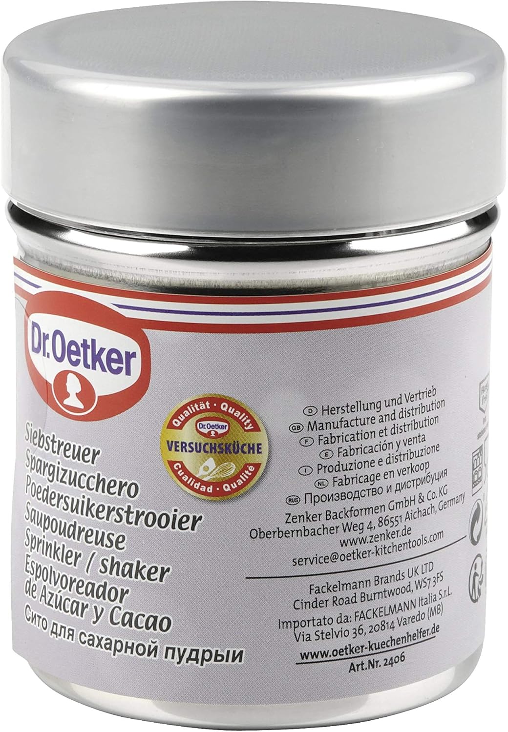 Dr. Oetker 2406 Espolvoreador cacao y azúcar glas repostería de malla en acero inoxidable, color ino