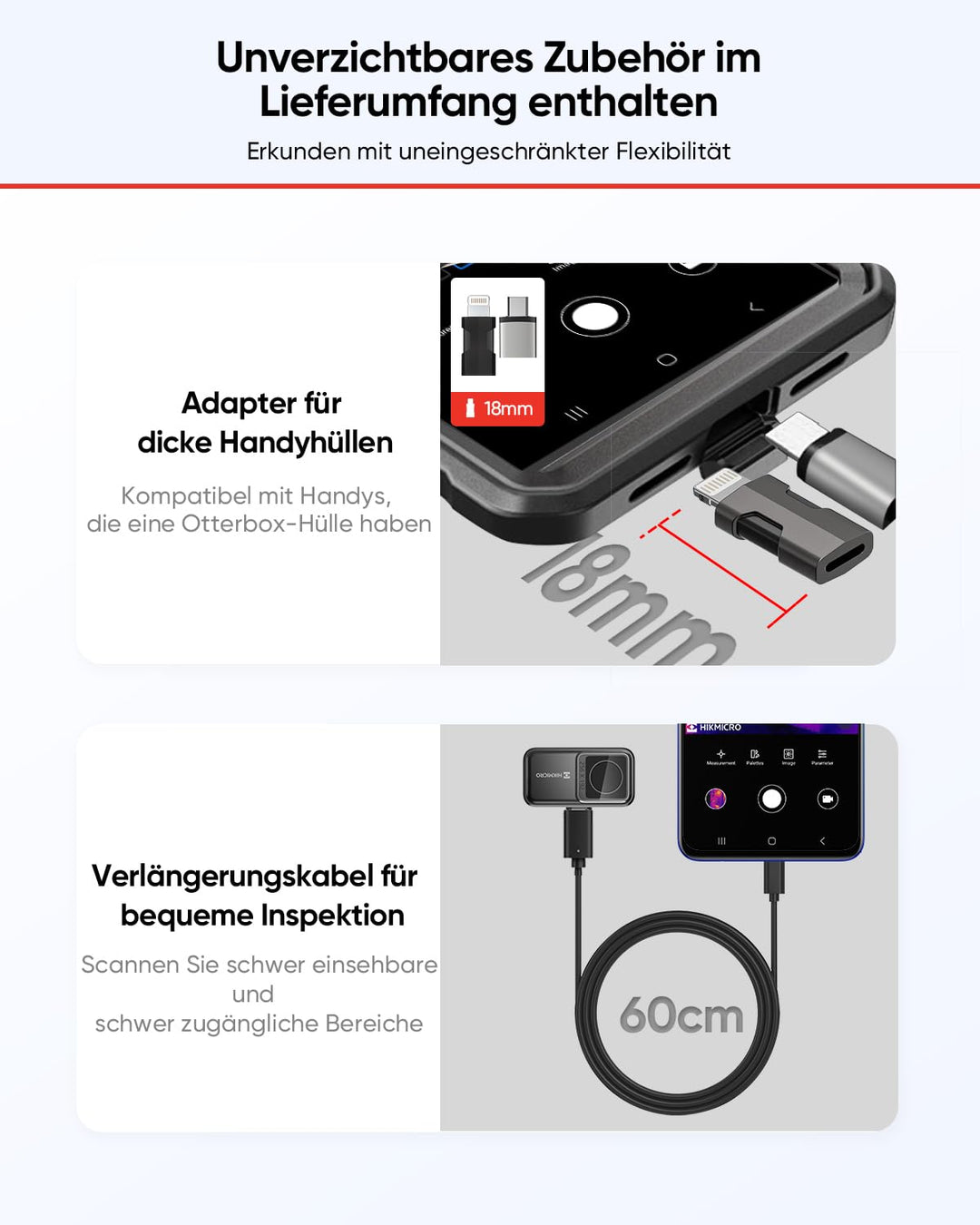 HIKMICRO Minie Wärmebildkamera - iOS/Android, 192×192 SuperIR Bildverbesserung, 25Hz, für Smartphone