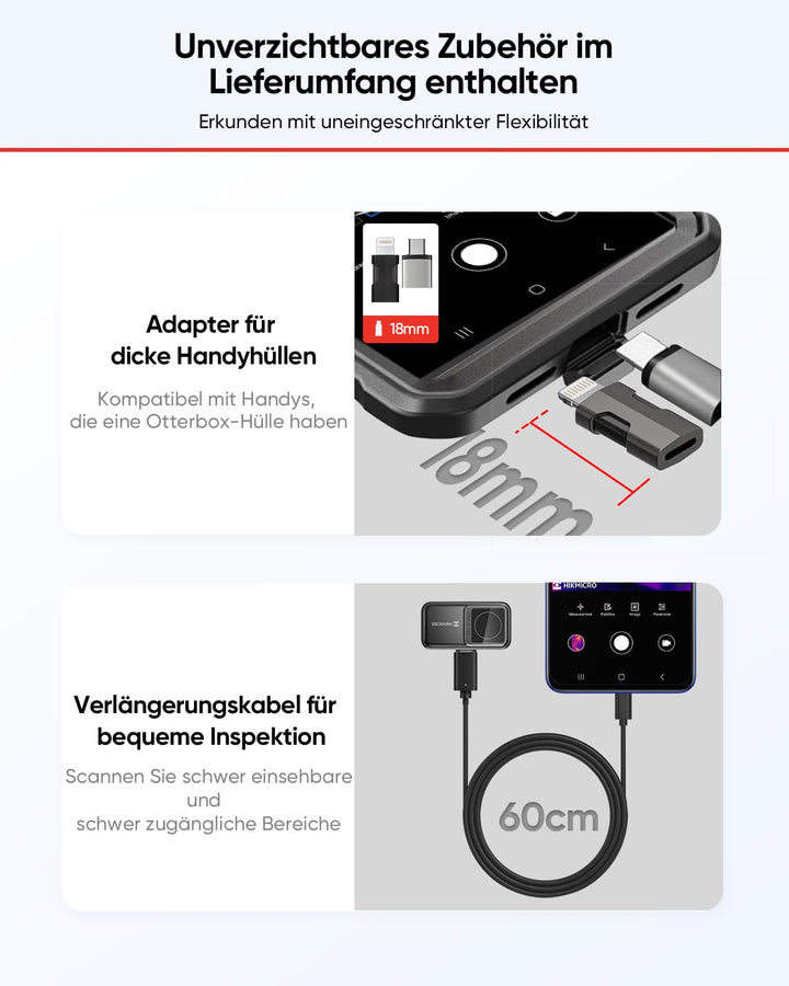 HIKMICRO Minie Wärmebildkamera - iOS/Android, 192×192 SuperIR Bildverbesserung, 25Hz, für Smartphone