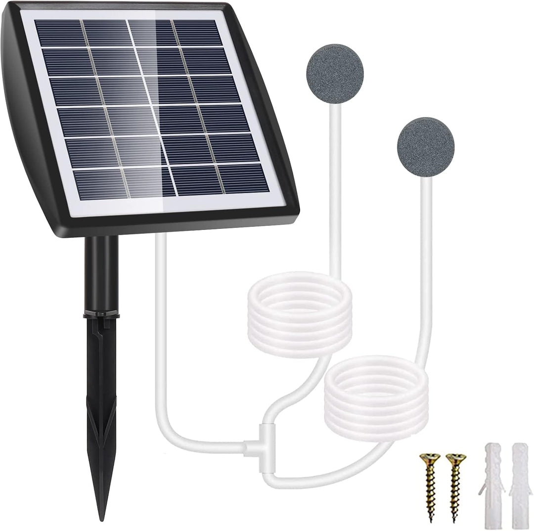 GuKKK Solar Sauerstoffpumpe, 2W Solar Teichbelüfter mit 2200mAh Akku, Solar Luftpumpe Aquarium Oxyge