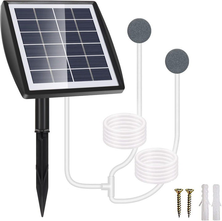 GuKKK Solar Sauerstoffpumpe, 2W Solar Teichbelüfter mit 2200mAh Akku, Solar Luftpumpe Aquarium Oxyge