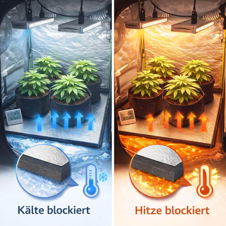Weedness Grow Isoliermatte 100 x 100 cm für Growboxen &amp; Pflanzen - Indoor Anbau Grow Heizstrahler Sc