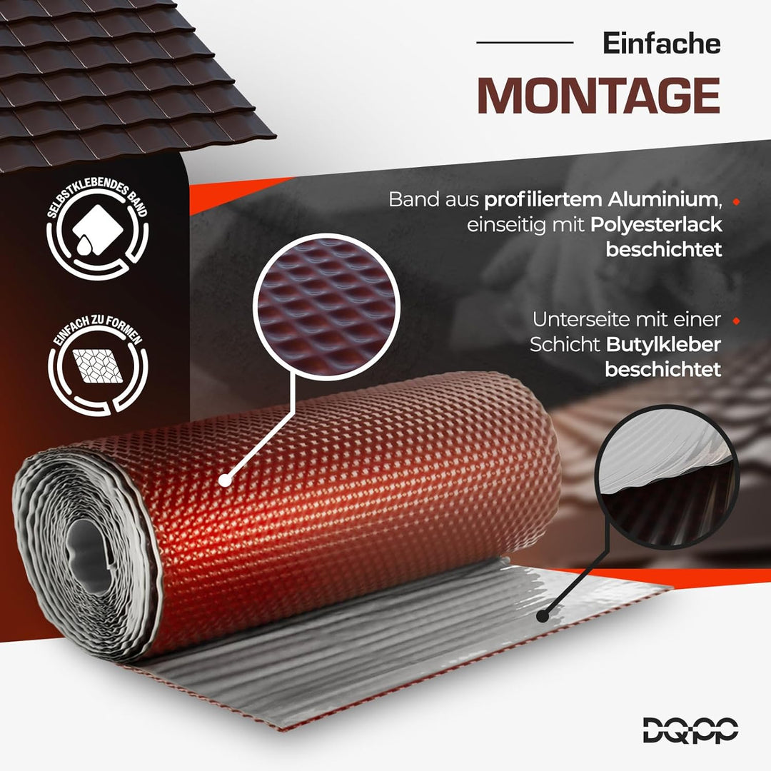 DQ-PP WANDANSCHLUSSBAND | Länge 5m | Breite 300mm | Kirsche RAL 3011 | hochwertiges Aluminium und Bu