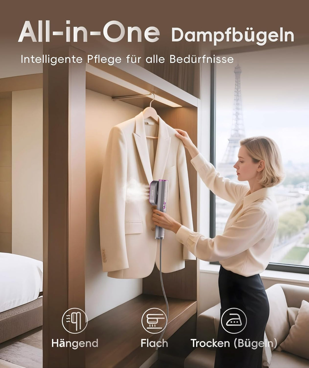 Dampfglätter für Kleidung, Handheld 100-240V Dual Voltage Travel Dampfglätter, 1000W und 120ML Wasse