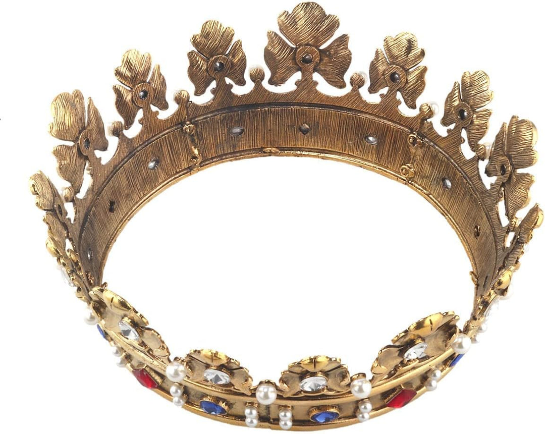 Barock Royal Crown Herren Metall Prinz Haarkrone Vollkreis Geburtstag Party Haarschmuck für Cosplay