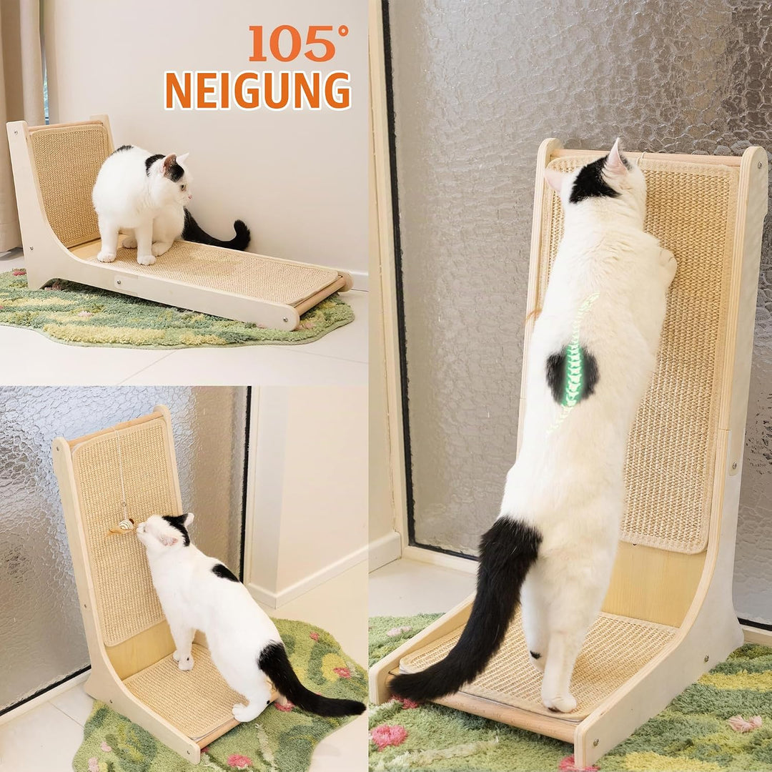 PETKARAY Sisal Kratzbrett Katze, 66 cm L-förmige Kratzbrett, 105° vertikale Kratzfläche, Kratzmöbel