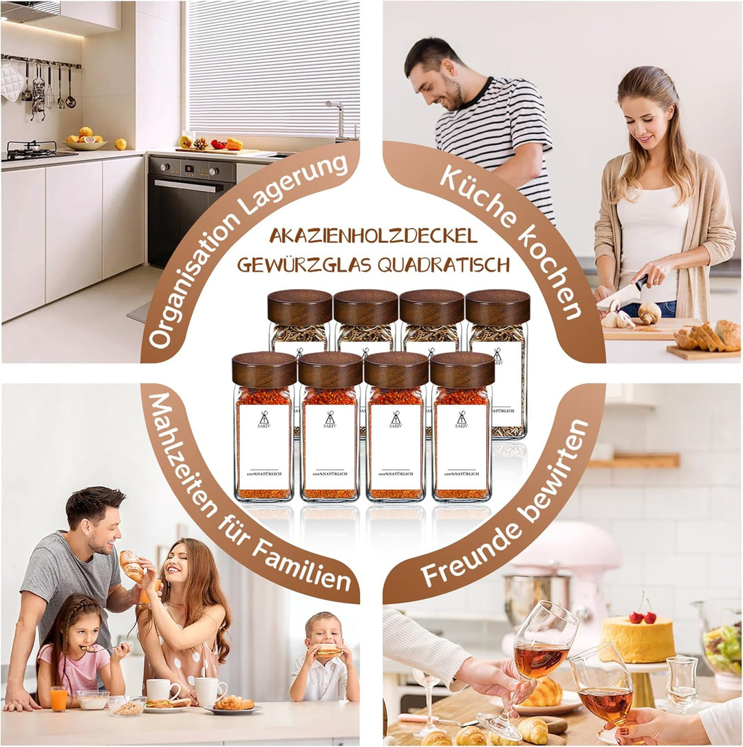 MRVNN Gewürzdosen Set 12 Stk, Spice Jars 120ML, Versiegelt Gewürzglas, Gewurzglaserset Für Gewürzreg