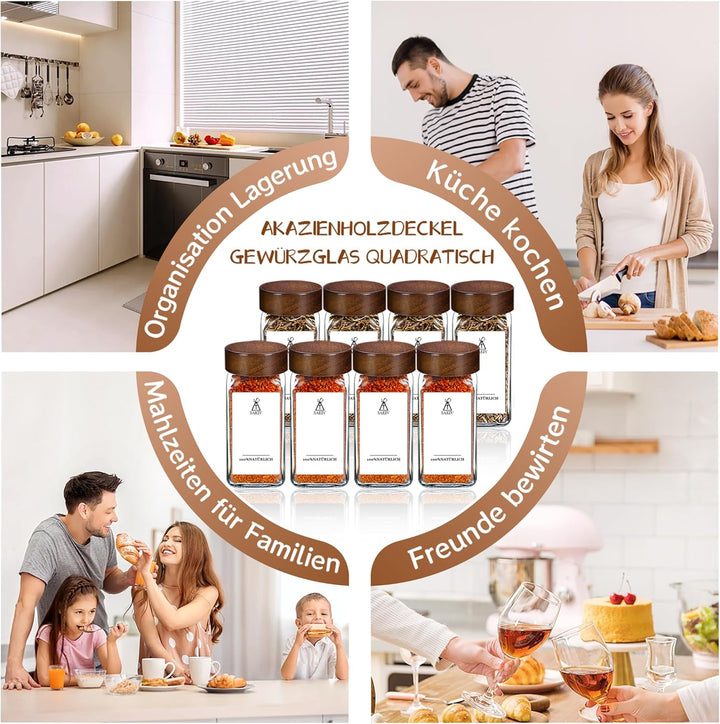MRVNN Gewürzdosen Set 12 Stk, Spice Jars 120ML, Versiegelt Gewürzglas, Gewurzglaserset Für Gewürzreg