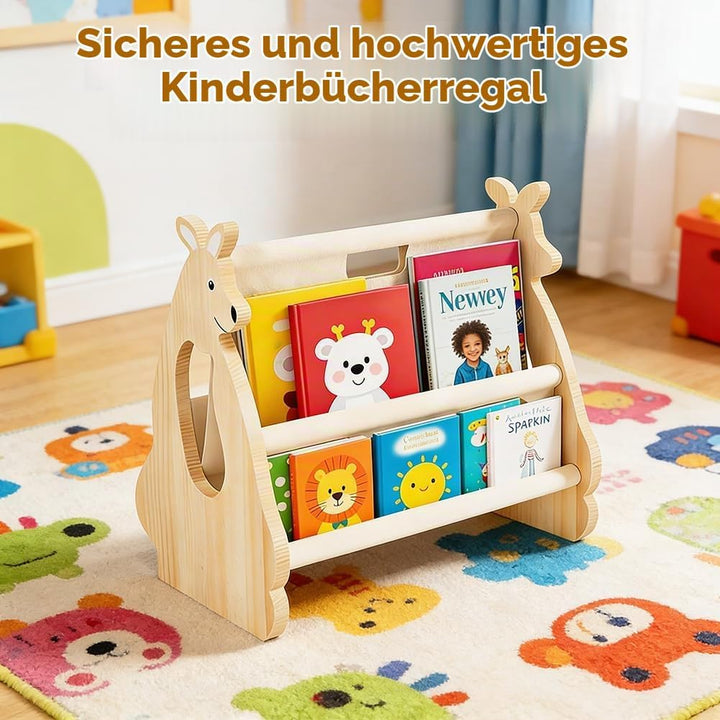Kinder Bücherregal aus Holz, Bücherregal Kinder, Buch-Organizer für Kinderzimmer, Montessori Stil, T