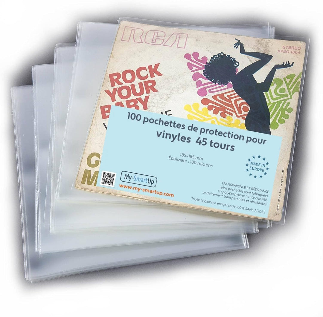 Nonsolo-computer Packung mit 100 Stück Vinyl-Schallplattenhüllen 7 Zoll (45 Umdrehungen), transparen