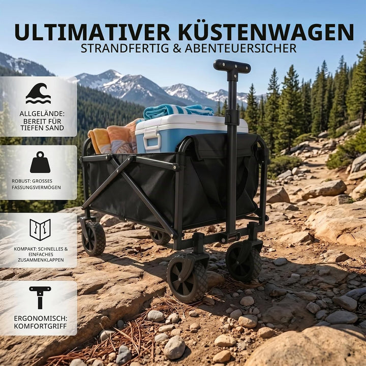 Bollerwagen Klappbar 80x64x45cm 40kg Camping | stahlrahmen robustes oxford gewebe abnehmbar waschbar