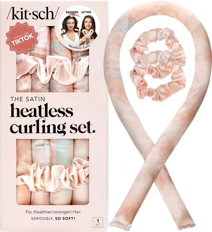 Kitsch Satin Heatless Curling Set - Heatless Lockenwickler Stirnband für Kurzes &amp; Langes Haar Locken