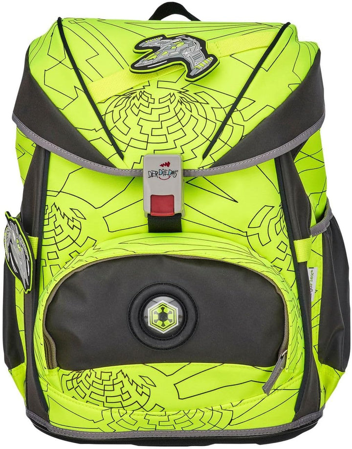 DerDieDas Ergoflex Schulrucksack Set 5-TLG. Exklusiv Superflash Neon Fighter