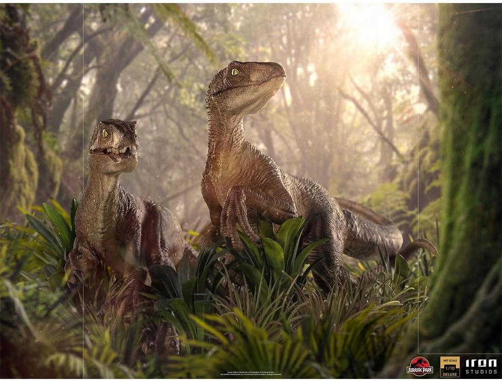 Iron Studios UNIVJP47221-10 1:10 Just The Two Raptors Deluxe Jurassic Park Figur Art Scale, Mehrfarb