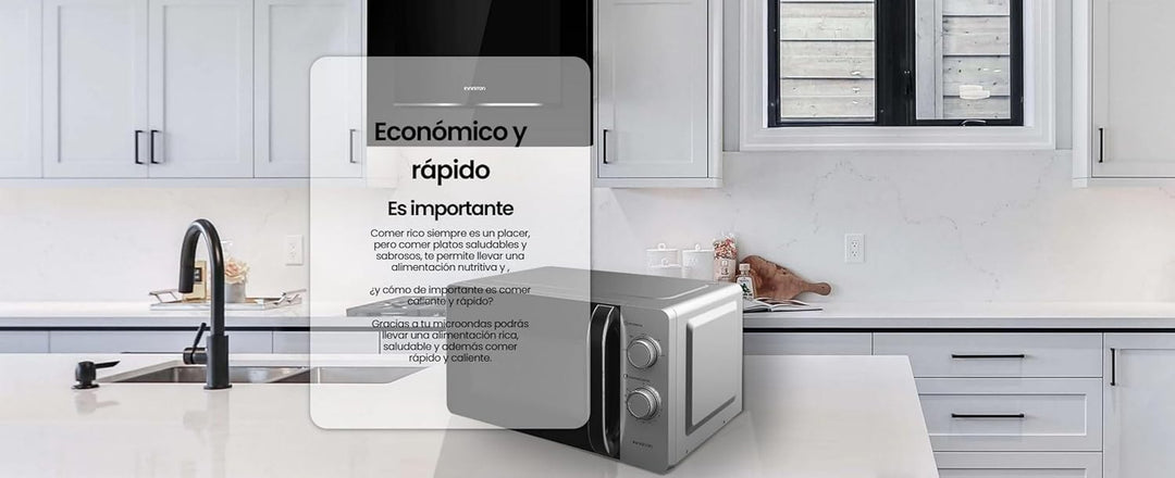 Infiniton MW-HS2070 Mikrowelle, 20 Liter, 700 W, Timer von 0 bis 35 Minuten, DEFROST-Funktion, Türöf