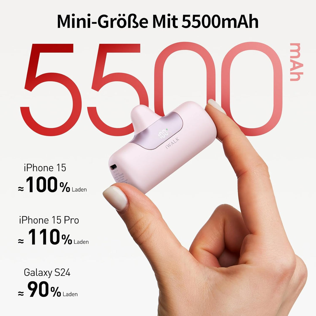 iWALK Powerbank 5500mAh Mini USB C Power Bank 22.5W Fast Charging Powerbank Klein Leicht Kompakte Ex