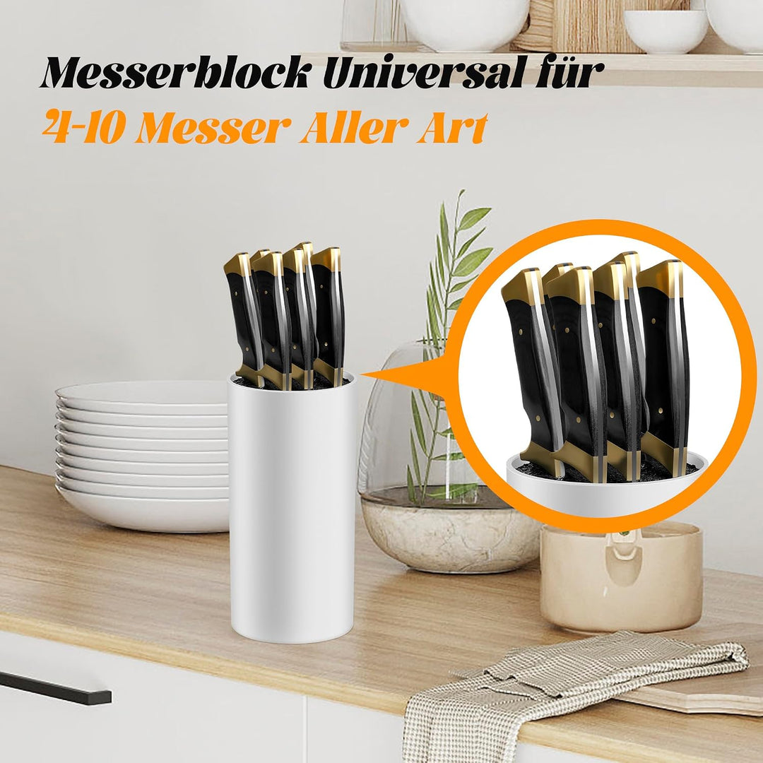 Cheerhom Messerblock Ohne Messer Weiss, Universal Messerblocks mit Flexiblen Lamellen, Messerblock L
