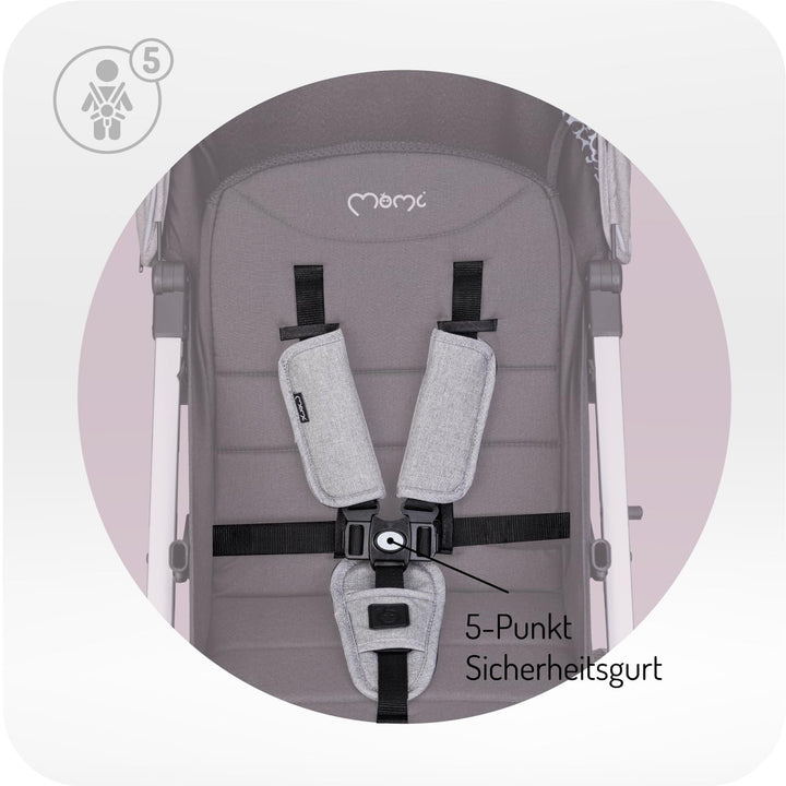 MoMi ESTELLE PLUS LIGHT Kinderwagen ab 6. Monat (bis 22 kg), klappbarer Buggy mit 5-Punkt-Sicherheit
