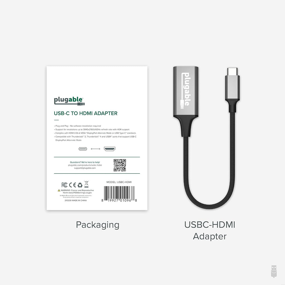 Plugable USB C auf HDMI Adapter, 2.0 HDMI, kompatibel mit Thunderbolt 3 Ports und vielen mehr, unter