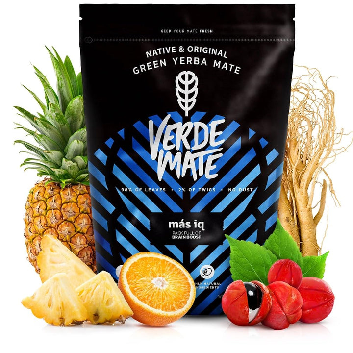 Mate Tee Set Verde Mate Mas IQ 500g - Yerbomos X 450ml, Thermobecher 250ml, Bombilla - Brasilien Yer