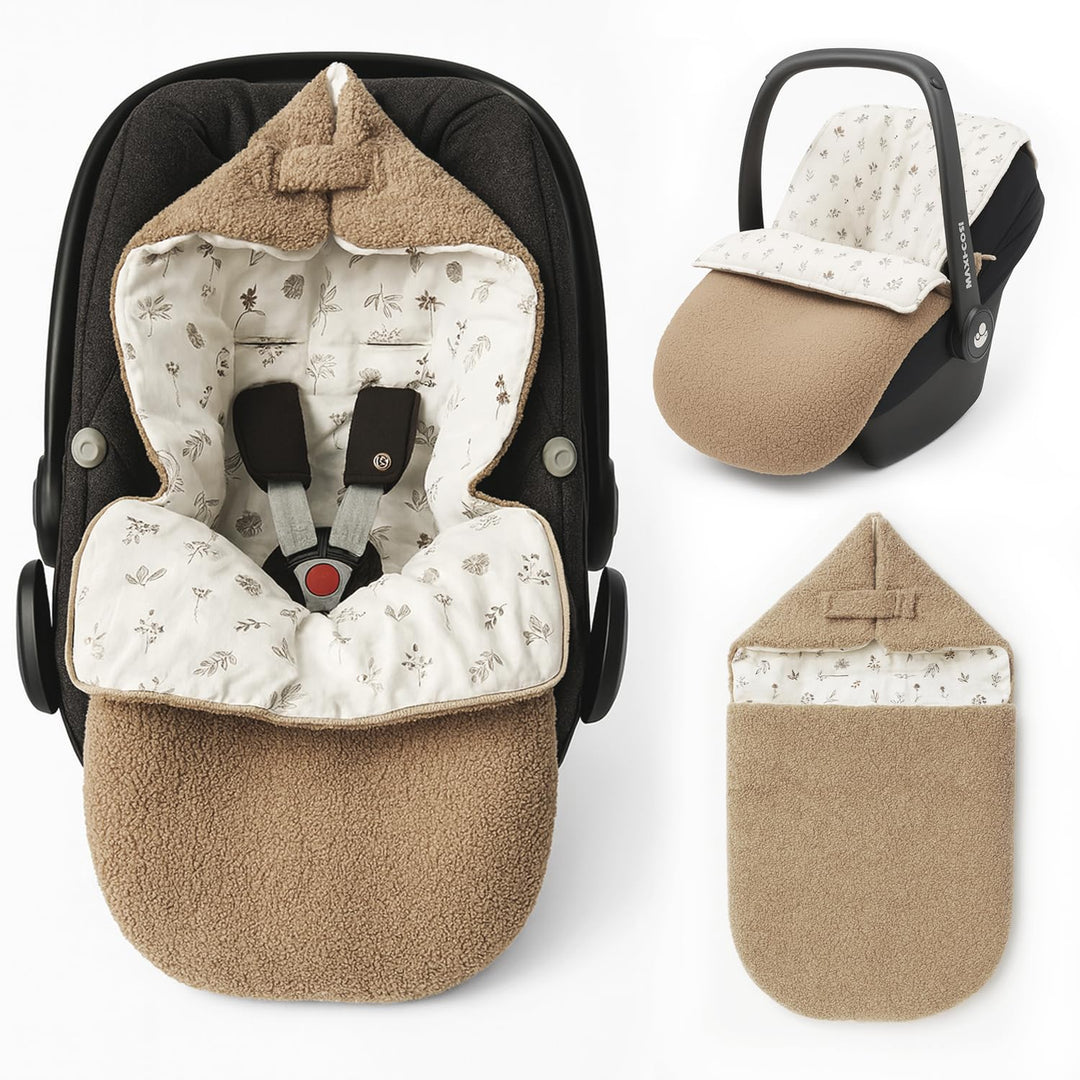 Fusssack für Babyschale Ganzjährig Frühling Herbst Babyfusssack warm Boucle, Übergang Einschlagdecke