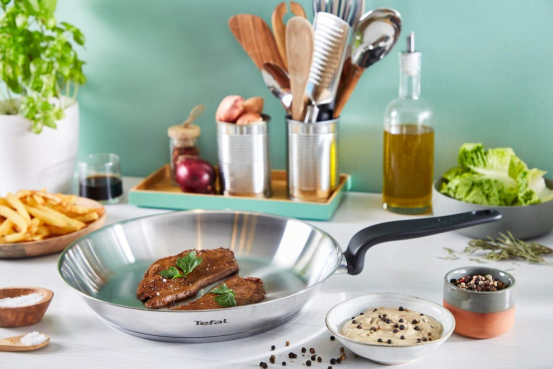 Tefal Primary Bratpfanne aus Edelstahl, 24 cm, 10 Jahre Garantie, Edelstahl, Induktion, zum Kochen v