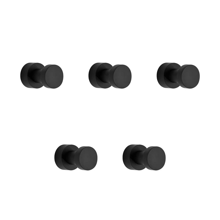 BVL Matte Schwarz Handtuchhaken, 5 Stück Rostfreies Metall Wandhaken, Self Adhesive or Wall Mountabl