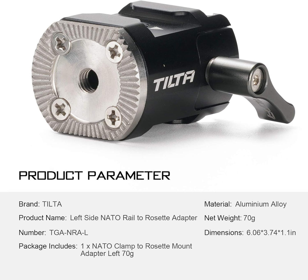 Tilta Linke Side NATO Rail zum Rosettenadapter für DJI RS 2/RS 3 Pro/RSC 2/RS 3 Gimbal TGA-NRA-L
