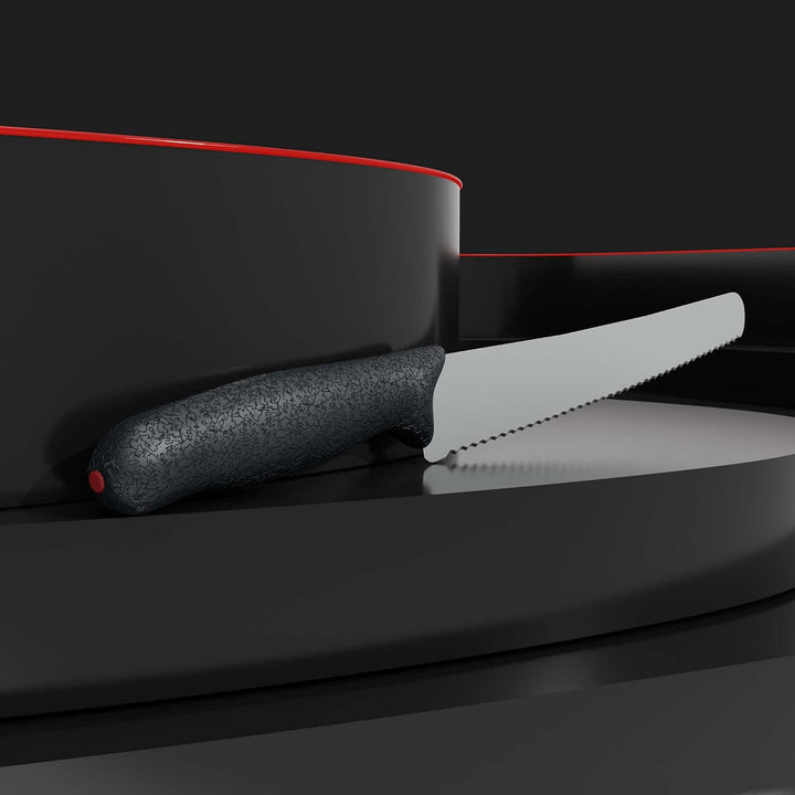 GIESSER seit 1776 - Made in Germany - Universalmesser 25 cm mit Wellenschliff PrimeLine, schwarz, ro