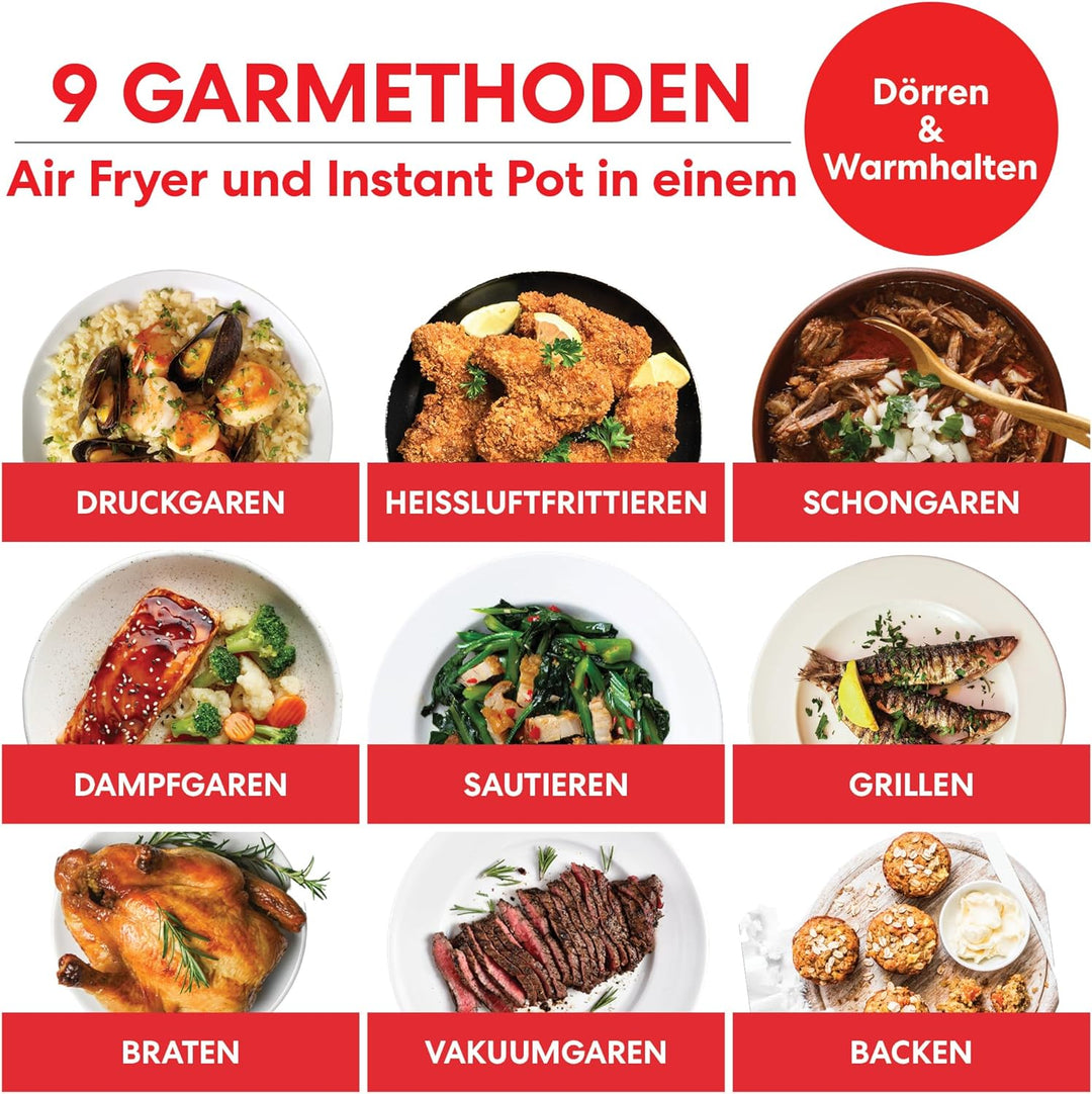 Instant Pot Duo Crisp + Heissluftfritteuse 11-in-1 Elektro-Multikocher 5,7 L - Schnellkochtopf, Luft