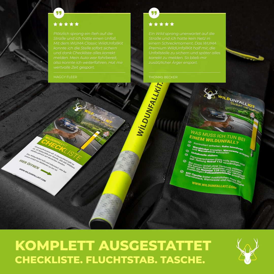 Classic - Stressfrei [Passt in jedes Auto] Sofort einsatzbereit | Wildunfall-Set fürs Auto Zubehör H