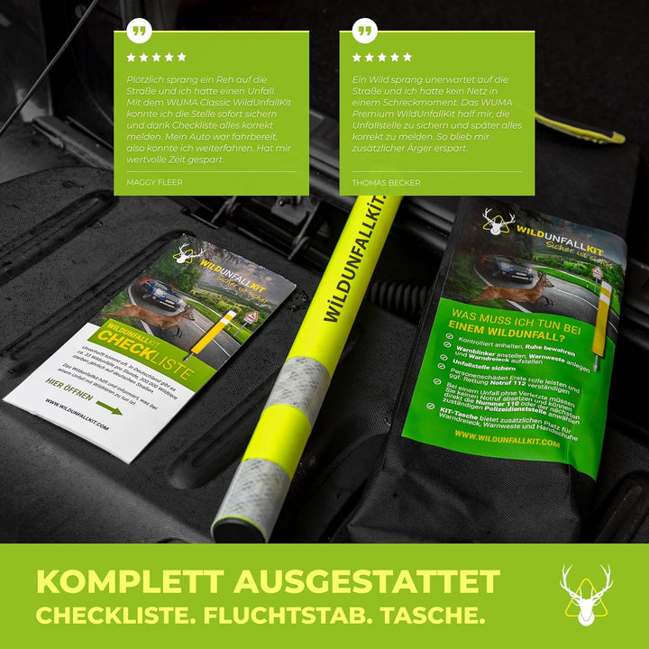 Classic - Stressfrei [Passt in jedes Auto] Sofort einsatzbereit | Wildunfall-Set fürs Auto Zubehör H