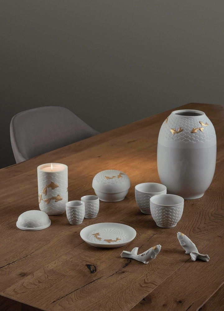 LLADRÓ Koi Vase. Golden Luster. Litophane. Porzellan.
