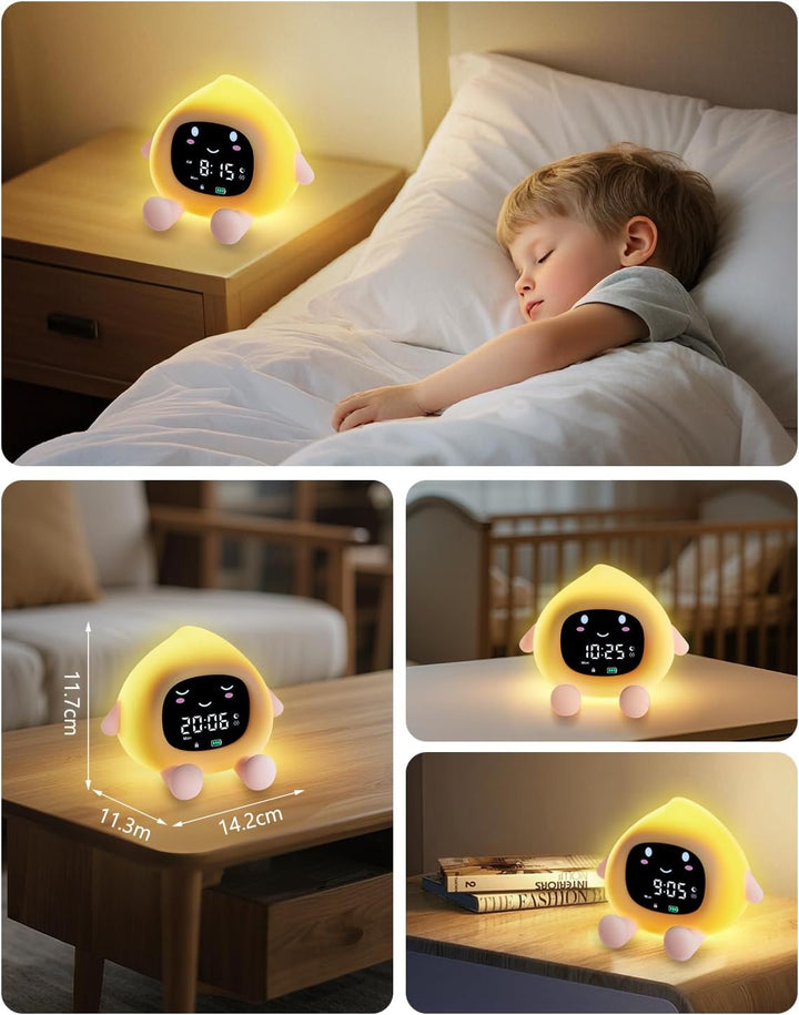 Kinderwecker, Niedlicher Wecker in Pfirsichform für Kinder, Schlaftrainer Kinder mit 9 RGB Farb Nach