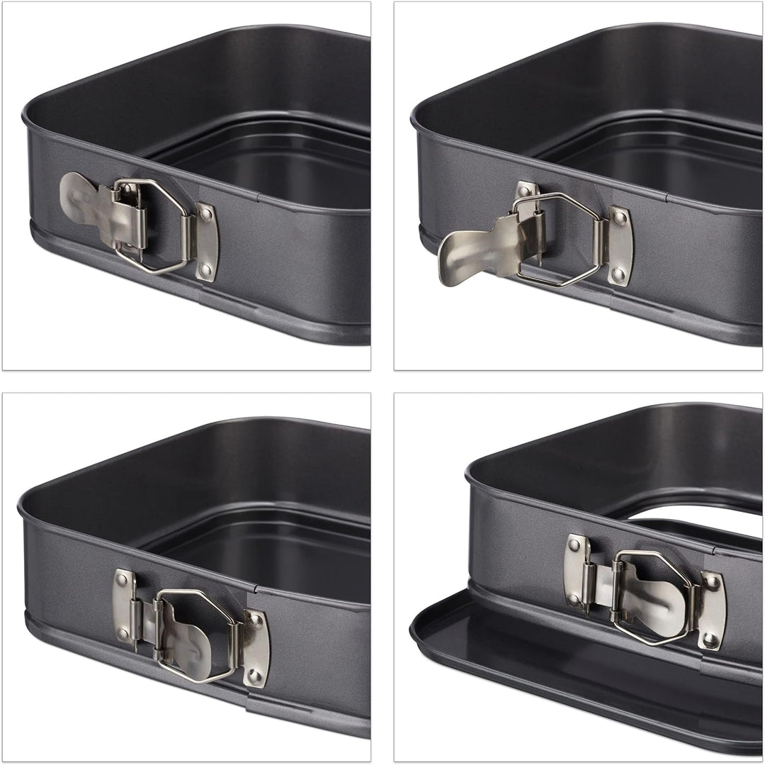 Relaxdays Springform Set 4-teilig, 18, 20, 26, 28 cm, Edelstahl, Antihaftbeschichtung, Backformen qu
