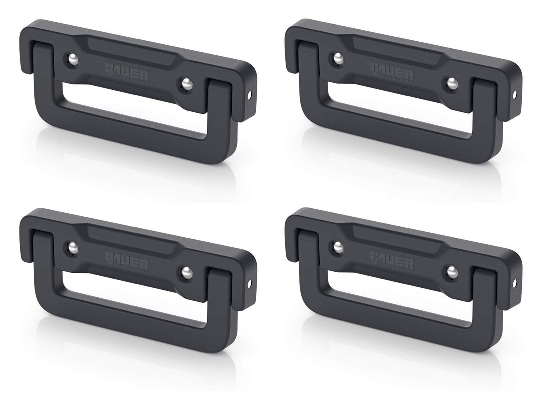 Auer Packaging 4x Kunststoff Klappgriff 16x6,3x1,5cm schwarz selbstfedernd * Griff für Eurobehälter,