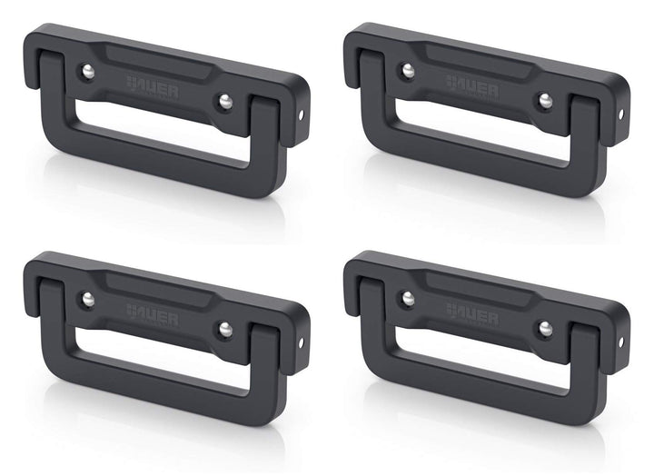 Auer Packaging 4x Kunststoff Klappgriff 16x6,3x1,5cm schwarz selbstfedernd * Griff für Eurobehälter,