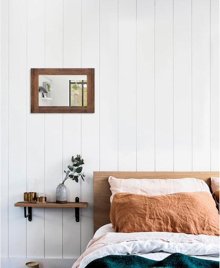 Holzspiegel, rechteckig, gerahmt, rustikaler Vintage-Spiegel, Dekoration, Bauernhaus, Schlafzimmer,