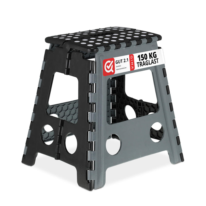 Relaxdays 4 x Tritthocker XL klappbar, einstufig, Klapphocker mit Griff, 120 kg, Kunststoff, 39,5 x