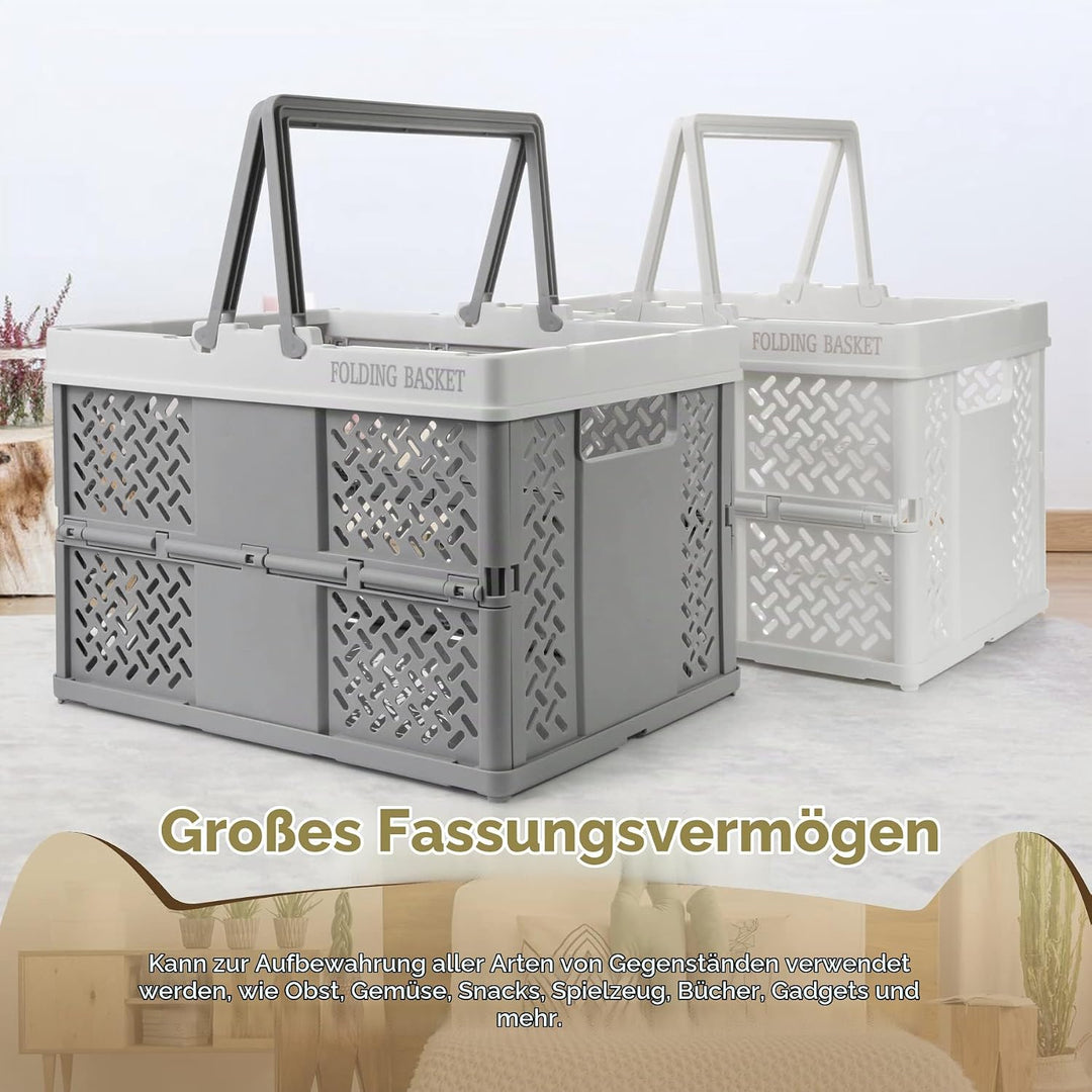 Spesh 2 Stücke Klappbox mit Henkel 30 * 22cm Aufbewahrungsbox klappbar Klein Plastik Aufbewahrungsko