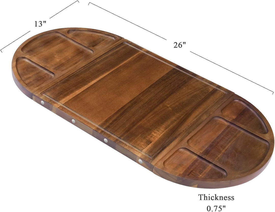 YUANQIAN Magnetisches Akazienholz-Charcuterie-Brett, gross, 66 cm x 33 cm, Käsebrett, Splice-Servier