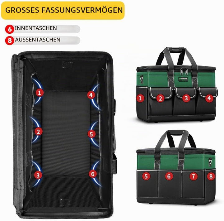 WINHUNT Werkzeugtasche, 14-Zoll Werkzeugtaschen Organizer, Werkzeug Aufbewahrungstasche mit weitem M