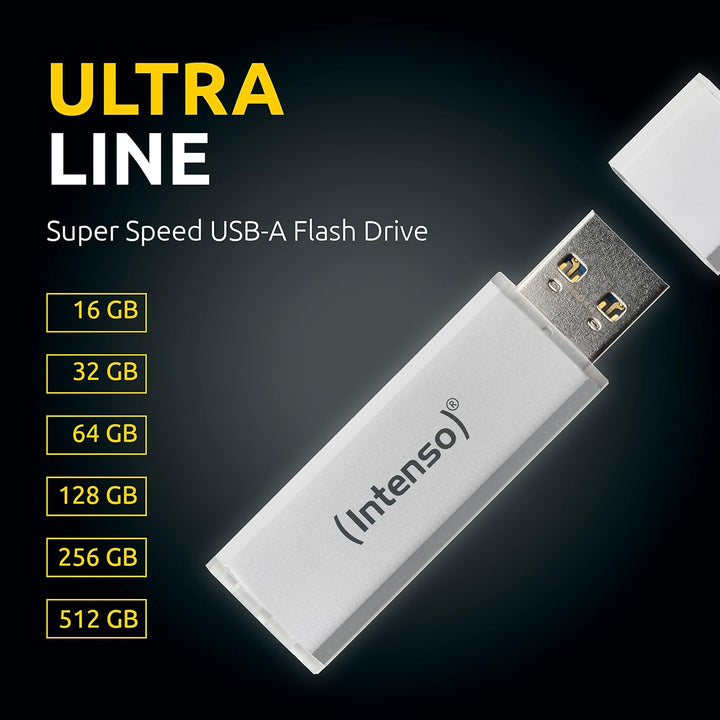 Intenso Ultra Line, 64GB Speicherstick, USB 3.2 Gen 1x1, Silber (Packung mit 2) 64GB - USB 3.2 (Pack