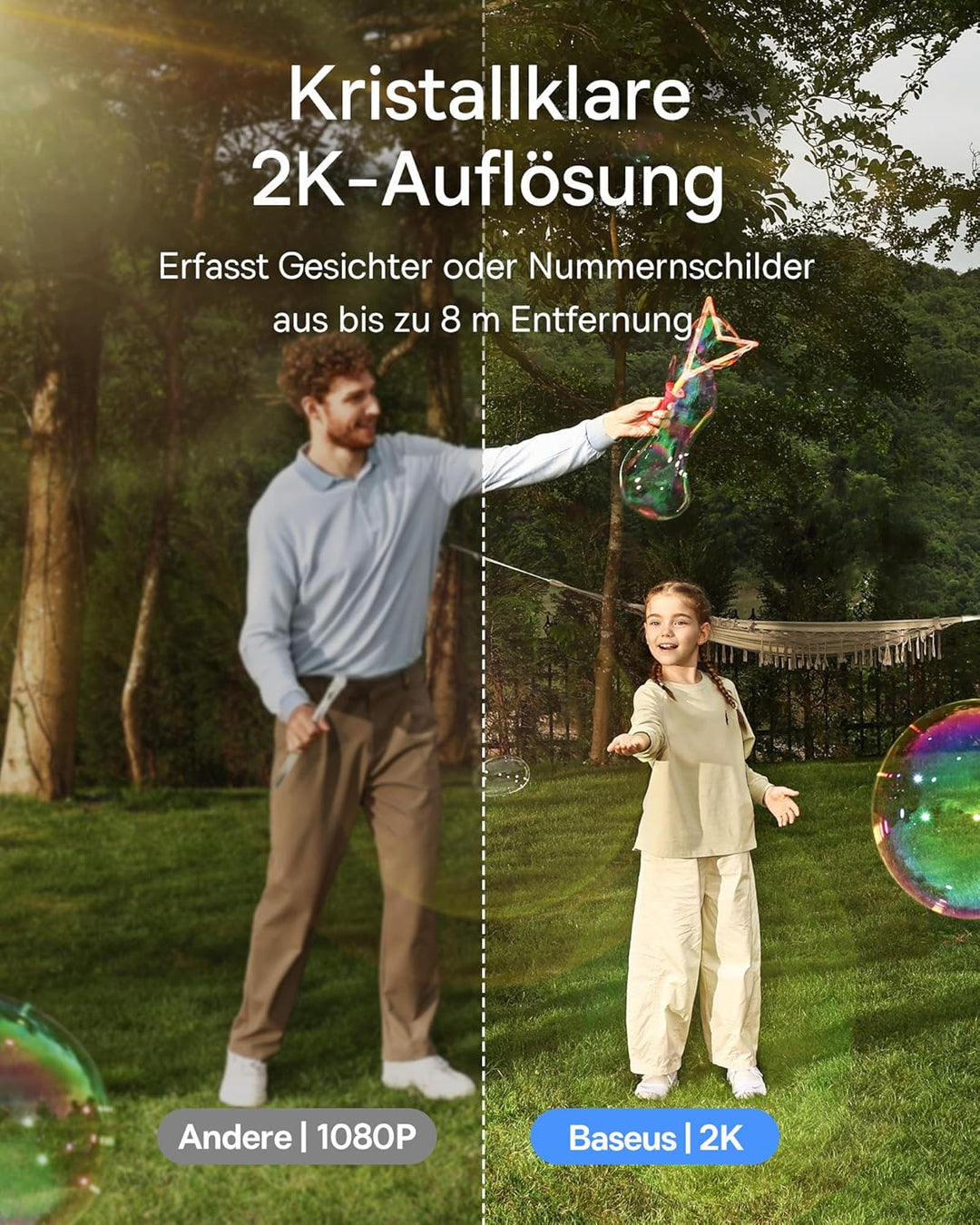 Baseus Security S1 Lite 2-Cam Überwachungskamera Aussen Solar Akku WLAN, IP67 Wetterfest, Kamera Übe