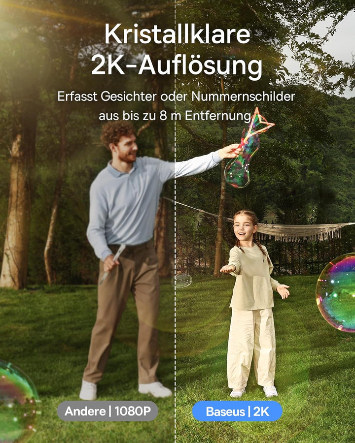 Baseus Security S1 Lite Überwachungskamera Aussen Solar Akku WLAN, IP67 Wetterfest, Kamera Überwachu